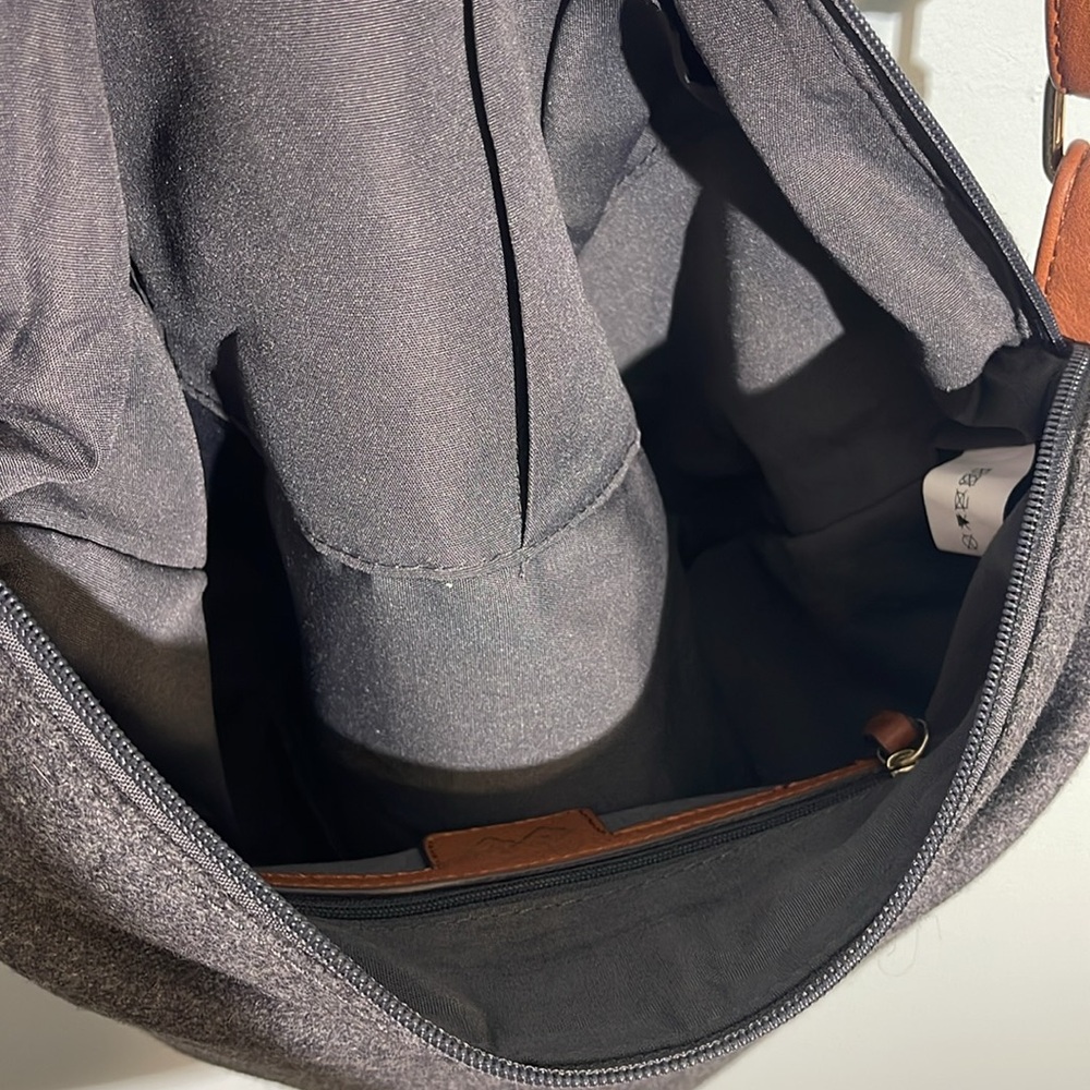 Wool Blend Gray Zipper Closure Women’s Purse Shoulder Bag Adjustable Strap - Picture 5 of 9